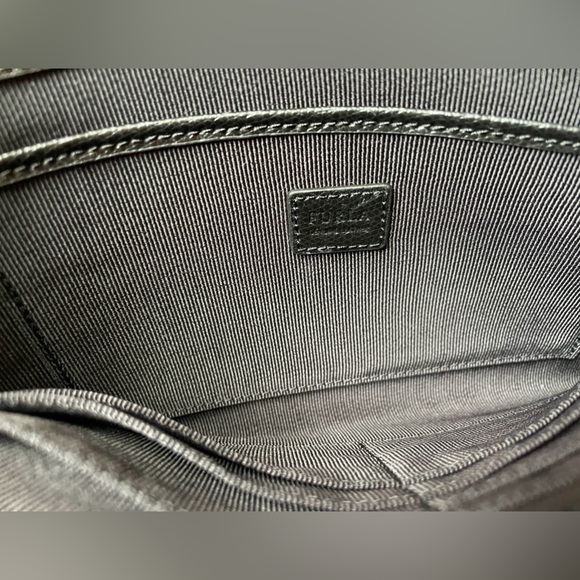 Furla black wristlet/envelope clutch with silver and gold hardware/zipper - Picture 10 of 10